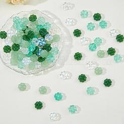 100個4種類のスタイルのスプレー塗装ガラスビーズ  イミテーション翡翠  クローバー  ミックスカラー  10x10x5mm  穴：1mm  25個/スタイル&nbsp;GLAA-DC0001-51