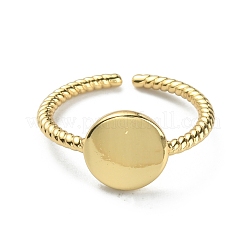 Латунное плоское круглое открытое кольцо-манжета RJEW-WH0004-25G