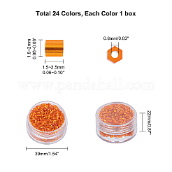 グレードAのガラスビーズ  シルバー並ぶ1.5~2.5x1.5~2カットシードビーズ  丸い穴  六角  ミックスカラー  0.8mm  穴：24mm  [1]個/セット&nbsp;SEED-PH0012-26