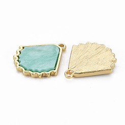 プラスチックチャーム  ライトゴールドメッキ合金パーツ  カドミウムフリー＆ニッケルフリー＆鉛フリー  葉  ターコイズ  18x16.5x2mm  穴：1.5mm&nbsp;PALLOY-N154-30C-NR