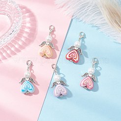 50 шт. подвеска в виде ангела из акрила и стекла в виде сердца HJEW-JM03497