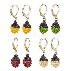 Серьги из стеклянных бусин ручной работы с застежкой-молнией EJEW-MZ00572