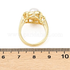 Женские кольца на палец из латуни с микропаве и кубическим цирконием&nbsp;RJEW-D340-02G-09