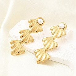 Серьги-гвоздики с кисточками из пластика и искусственного жемчуга 304 для женщин EJEW-U068-04G