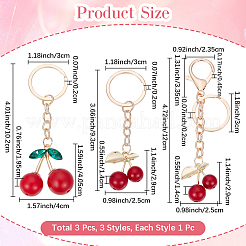 3шт 3 стиля брелок из вишневого сплава с эмалью&nbsp;KEYC-CP0001-39