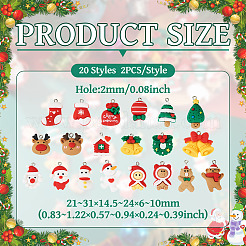 40pcs 20 Arten Weihnachtsthema-undurchsichtige Harzanhänger&nbsp;RESI-TA0003-58