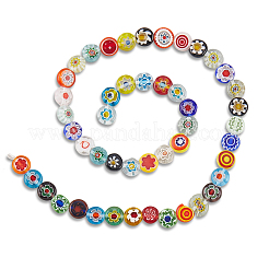 3 нити плоских круглых стеклянных бусин миллефиори ручной работы LAMP-LT0001-15B