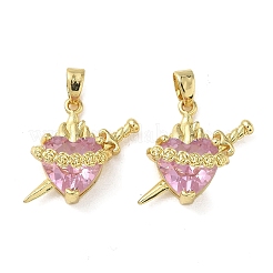 Pendentifs avec zircon cubiques à micro-pavés en laiton&nbsp;KK-F917-08G-02