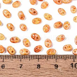 ピカソガラスシードビーズ  オーバル  2穴  オレンジ  5~6x3~4x2~3mm  穴：0.9~1.2mm  約6425個/ポンド&nbsp;GL-N001-02G