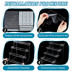 4-слойный прямоугольный акриловый органайзер для минифигурок ODIS-WH0038-38B