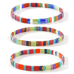 3 шт. винтажные браслеты ручной работы из стеклянных прямоугольных бусин в стиле бохо для женщин&nbsp;BD5466