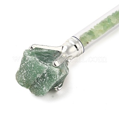 Необработанный натуральный зеленый авантюриновый чип на верхней части шариковой ручки&nbsp;AJEW-G063-01E
