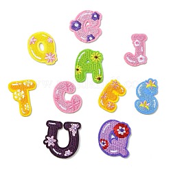 26 pieza de 26 estilos de letras A ~ Z con parches bordados autoadhesivos de poliéster con flores&nbsp;ST-CJ0047-001