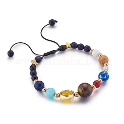 7 chakra nove braccialetti con perline intrecciate di pianeti&nbsp;BJEW-TAC0001-01