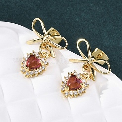 Серьги-гвоздики с цирконом из латуни EJEW-F362-06G