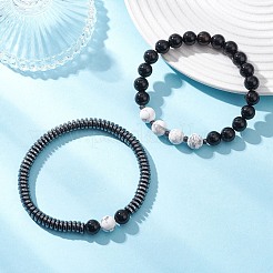 2 шт. эластичные браслеты из бусин из смешанных драгоценных камней и синтетических камней&nbsp;BJEW-JB12720-01