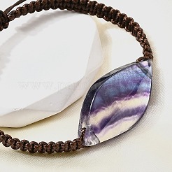 Braccialetti di perline intrecciate con perline di fluorite naturale&nbsp;BJEW-Q070-01F