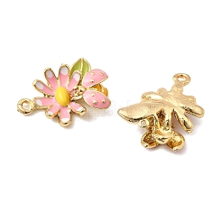合金エナメルチャーム  花  ゴールドカラー  ピンク  20.5x17x6mm  穴：1.8mm&nbsp;ENAM-I063-01G-01