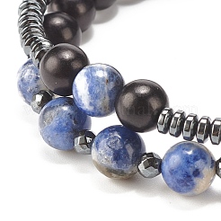 Ensemble de bracelets extensibles en perles de bois naturel&nbsp;BJEW-JB07948-05