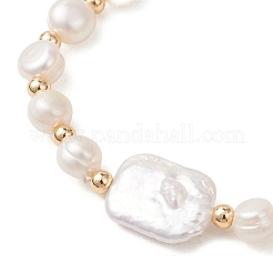 Stretch-Armbänder aus natürlichen Süßwasserzuchtperlen und Barockperlen (Keshi-Perlen) für Damen&nbsp;BJEW-JB13513