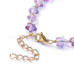 Pulseras de cuentas de vidrio pintado con spray transparente de estrella&nbsp;BJEW-JB05214-02