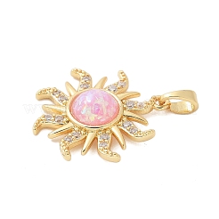 Pendentifs avec zircon cubiques à micro-pavés en laiton&nbsp;KK-S507-09B-G