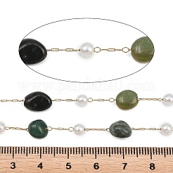 Pépites d'agate indienne naturelle et chaînes à maillons faites à la main en acier inoxydable 316&nbsp;CHS-K021-14G-17