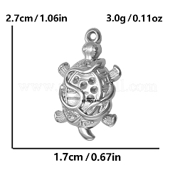 304ステンレススチールペンダントラインストーンセッティング  カメ  ステンレス鋼色  1mmのラインストーンに適する  27x17mm&nbsp;PW-WGBB038-01