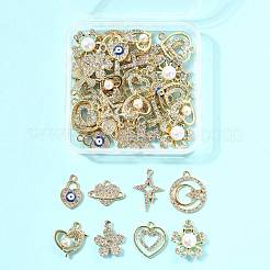 50 Stück 10 Stile Legierung Kristall Strass Anhänger&nbsp;ALRI-FS0001-14