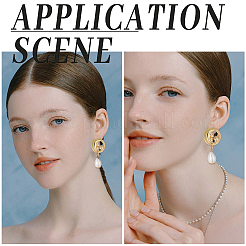 3 пара серег-гвоздиков с микропаве из кубического циркония в форме луны и цветком KK-BBC0007-96