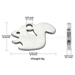 304ステンレススチールチャーム  ステンレス鋼色  リス模様  8x9x1mm  穴：1mm&nbsp;STAS-CJC0008-10P-01