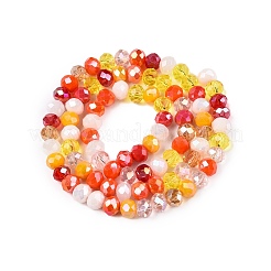 電気メッキガラスビーズセット  ファセット(32ファセット)  ロンデル  カラフル  5.5~6x5mm  穴：1mm  約87~89個/連  16.93'~17.16'（43~44センチメートル）&nbsp;GLAA-T023-C16-01