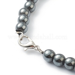 Однослойные ожерелья из немагнитного синтетического гематита и бирюзовых бусин NJEW-H307-01C