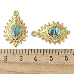 Подвески в форме капли из нержавеющей стали 304 из натуральной ракушки пауа/белой ракушки STAS-U037-09G-02