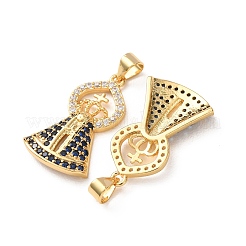 Pendentifs en laiton zircon cubique micro pavé bleu&nbsp;CU-H002-03G