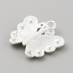 合金エナメルチャーム  ラインストーン付き  蝶のチャーム  ホワイト  21x22x3.7mm  穴：2.5mm&nbsp;FIND-WH0417-27E