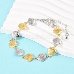 Браслеты-цепочки из латуни в форме ракушек для женщин&nbsp;BJEW-K248-07C-GP