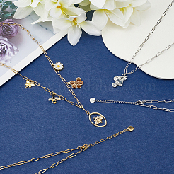 6 шт. 2-х цветные цепочки-скрепки из нержавеющей стали 304&nbsp;NJEW-SC0001-58A