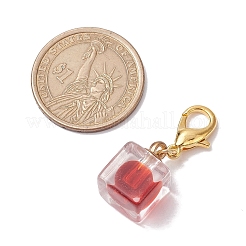 8 個のプラスチックペンダント装飾  合金製カニカン付き  キューブ  カラフル  33.5~34mm&nbsp;HJEW-JM01822