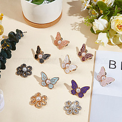 10 стиль пуговицы из сплава в виде цветка и бабочки FIND-DR0001-89