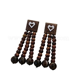 Pendientes de botón de madera y perlas de imitación&nbsp;WGDF199-01