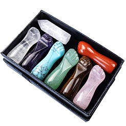 7 Stück faustförmige Chakra-Steine und 1 Stück sechseckiges Kristallsäulen-Set&nbsp;PW-WG2218D-01