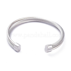 304ステンレススチール製カフバングル  トルク腕輪  ツイスト  ミックスカラー  2-1/4インチ（5.6cm）&nbsp;BJEW-M284-10