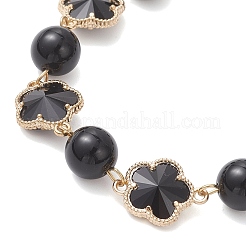 Pulseras deslizantes de vidrio y obsidiana natural&nbsp;BJEW-JB12898-03