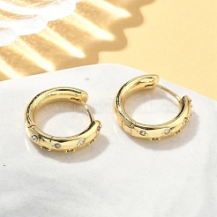 Латунные серьги-кольца из прозрачного кубического циркония&nbsp;EJEW-A132-17G