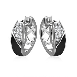 Латунные серьги-кольца с микропаве из прозрачного кубического циркония&nbsp;FS-WG71BC0-01