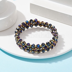 Braccialetto stile avvolgente con perline di vetro rondelle&nbsp;BJEW-JB09965-02