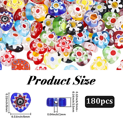 180 Stück handgemachte Millefiori Glasperlen&nbsp;LAMP-PA0001-67A