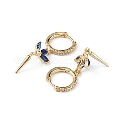 Серьги-кольца с кубическим цирконием и цветком&nbsp;EJEW-L234-091G