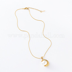 3 шт. винтажные ожерелья из нержавеющей стали с имитацией жемчуга в форме луны для женщин GQ0177